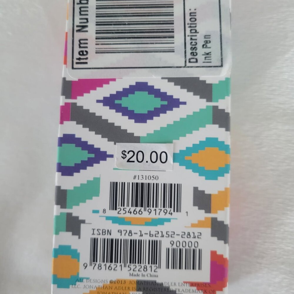 New with Tags Jonathan Adler Ink Pen in Stepping Diamonds Pattern - Picture 4 of 4